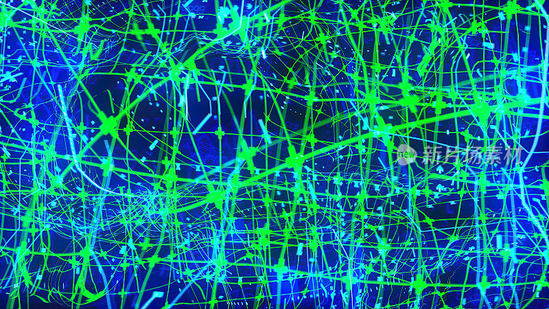 circuit board pulsing light and information with digital processor conceptual background